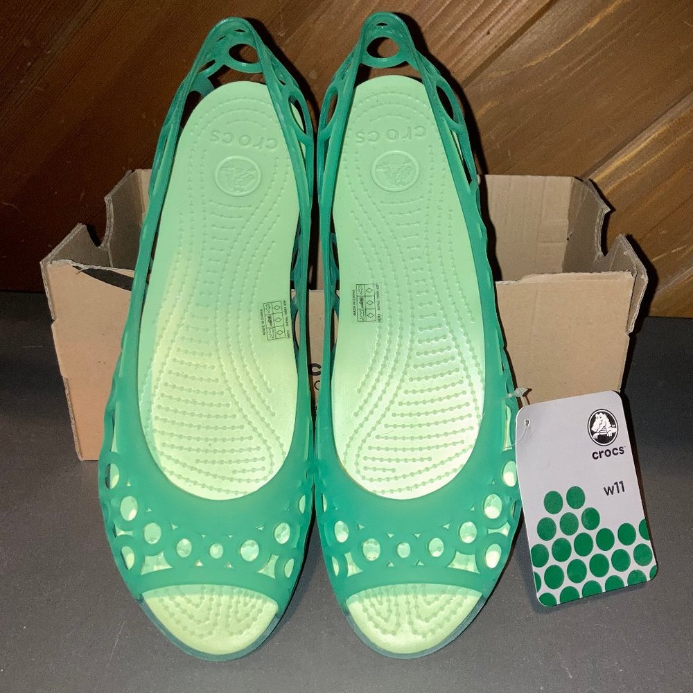 New Crocs Aisley Flat Aqua Jelly Sandals Size 11 (11)